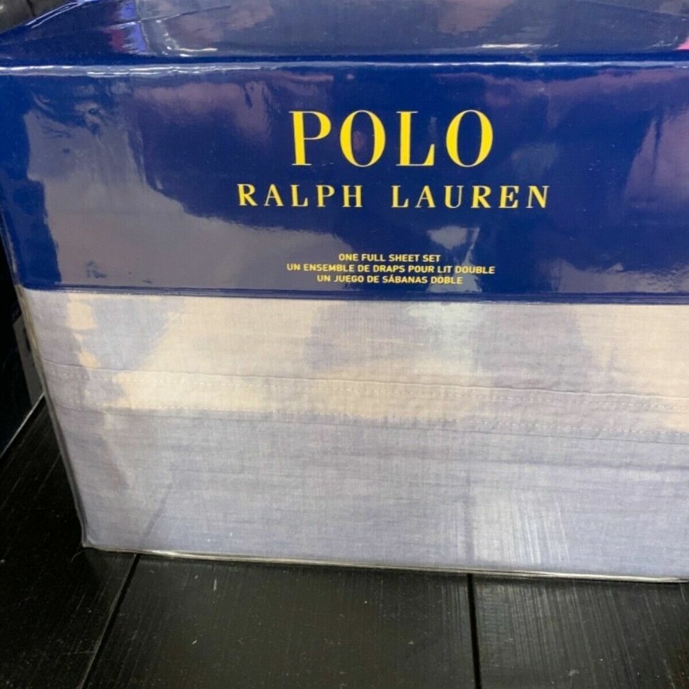 Polo Ralph Lauren FULL SIZE Sheet Set Chambray Light Blue Denim Color Bedding